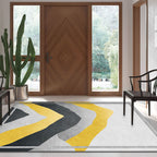 Gray and Yellow Color Block Carpet Polyester Modern Carpet Washable Non-Slip Pet-Friendly Carpet for the Living Room