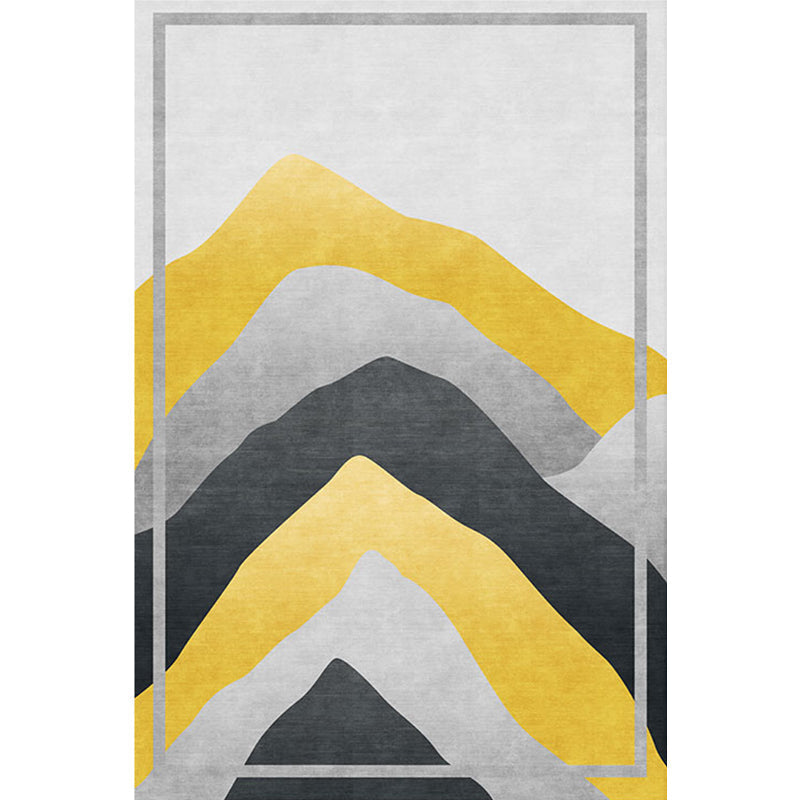 Gray and Yellow Color Block Carpet Polyester Modern Carpet Washable Non-Slip Pet-Friendly Carpet for the Living Room