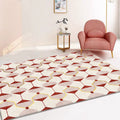 Novelty Geometric Pattern Rug Red Polyester Rug Non-Slip Back Washable Pet-Friendly Rug for Home