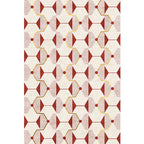 Novelty Geometric Pattern Rug Red Polyester Rug Non-Slip Back Washable Pet-Friendly Rug for Home