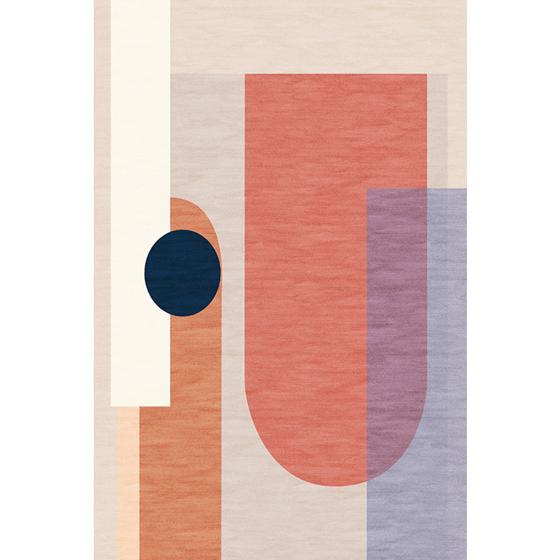 Modernist Color Block Carpet Blue and Orange Polyester Carpet Non-Slip Back Washable Pet Friendly Rug for Home