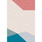 Modernist Color Block Carpet Blue and Orange Polyester Carpet Non-Slip Back Washable Pet Friendly Rug for Home