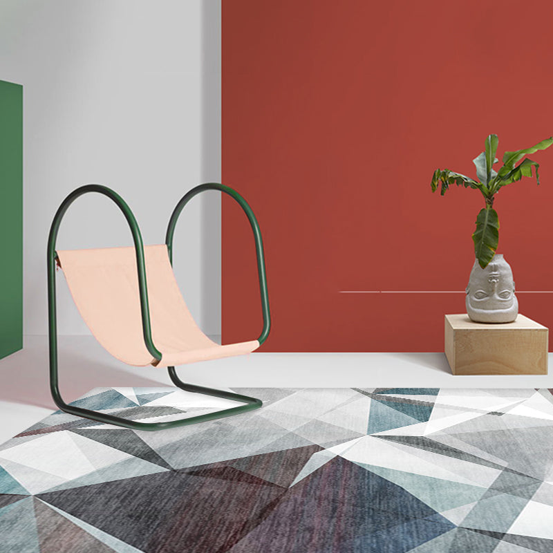 Gray geometric pattern rug polyester modern rug washable non-slip pet-friendly rug for the living room