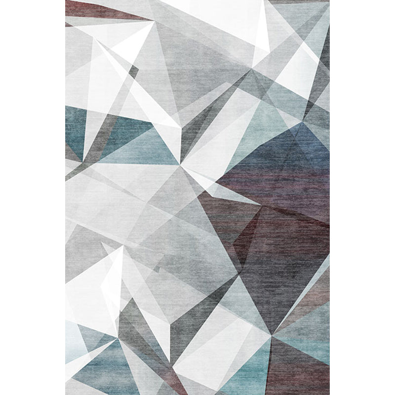 Gray geometric pattern rug polyester modern rug washable non-slip pet-friendly rug for the living room