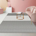 Modernist striped pattern carpet light gray and pink polyester rug non-slip back washable pet-friendly rug for home
