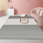 Modernist striped pattern carpet light gray and pink polyester rug non-slip back washable pet-friendly rug for home
