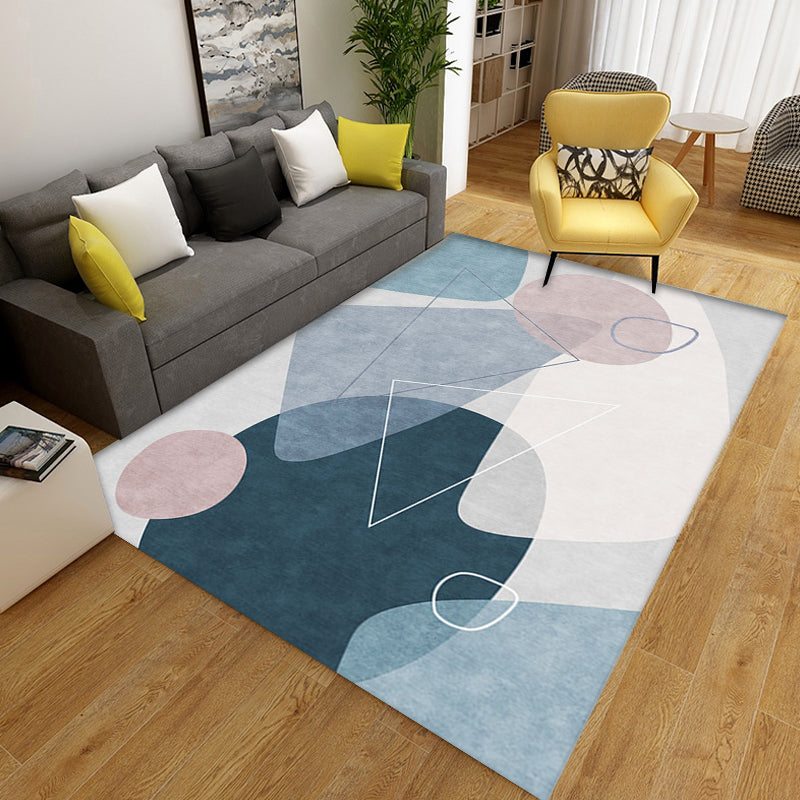 Green and Gray Color Block Carpet Polyester Modern Carpet Washable Non-Slip Pet-Friendly Area Rug for the Living Room