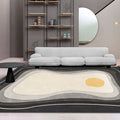 Modernist Color Block Carpet Black and White Polyester Rug Non-Slip Back Washable Pet Friendly Area Rug for Home