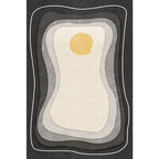 Modernist Color Block Carpet Black and White Polyester Rug Non-Slip Back Washable Pet Friendly Area Rug for Home