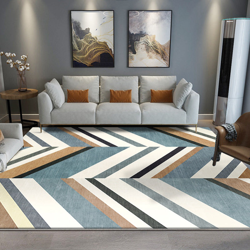 Casual Modernism Rug Green and Brown Striped Pattern Rug Pet Friendly Non-Slip Washable Rug for Decoration