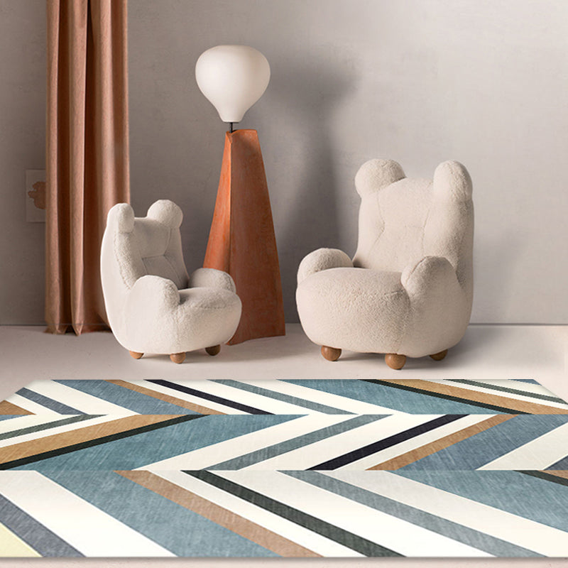 Casual Modernism Rug Green and Brown Striped Pattern Rug Pet Friendly Non-Slip Washable Rug for Decoration
