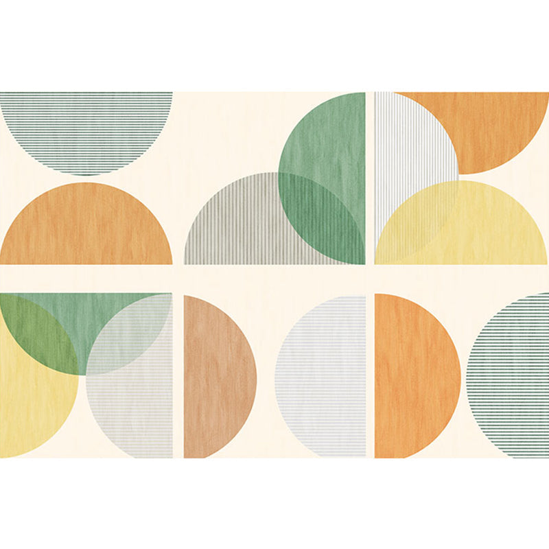 Modernist Geometric Pattern Rug with Strips Multicolor Polyester Rug Non-Slip Back Washable Pet Friendly Carpet for Home