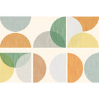 Modernist Geometric Pattern Rug with Strips Multicolor Polyester Rug Non-Slip Back Washable Pet Friendly Carpet for Home