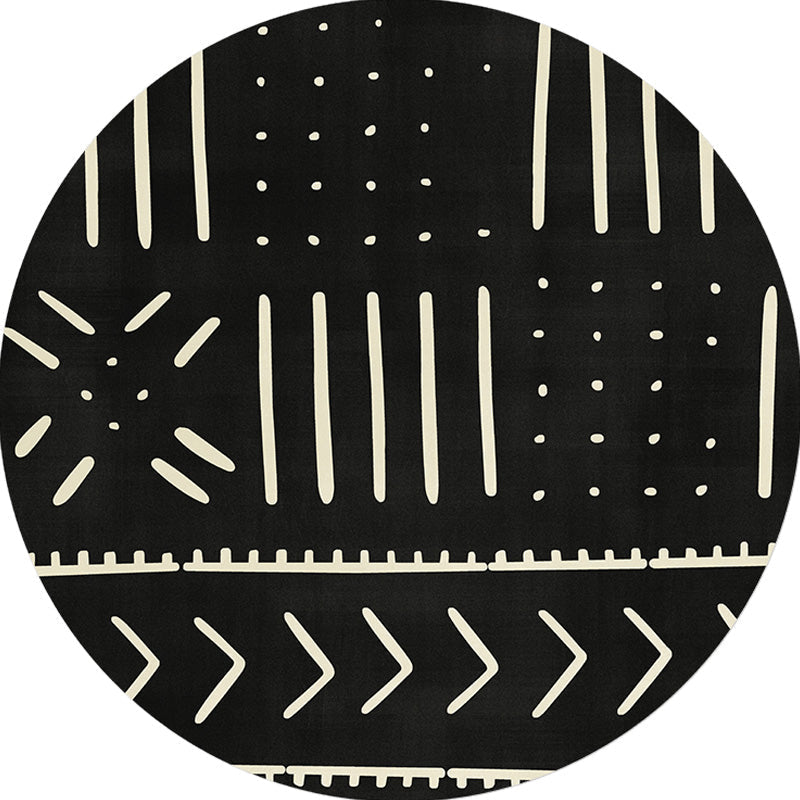 Modernist geometric pattern rug with stripes black and yellow polyester rug non-slip backing washable pet-friendly rug for the bedroom