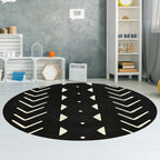 Modernist geometric pattern rug with stripes black and yellow polyester rug non-slip backing washable pet-friendly rug for the bedroom