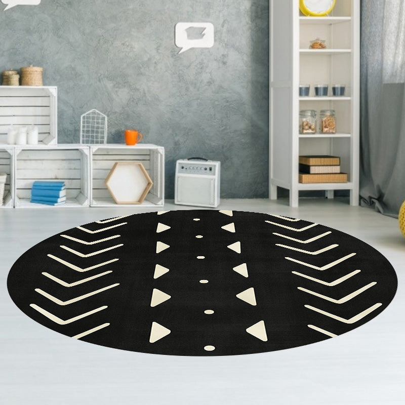 Modernist geometric pattern rug with stripes black and yellow polyester rug non-slip backing washable pet-friendly rug for the bedroom