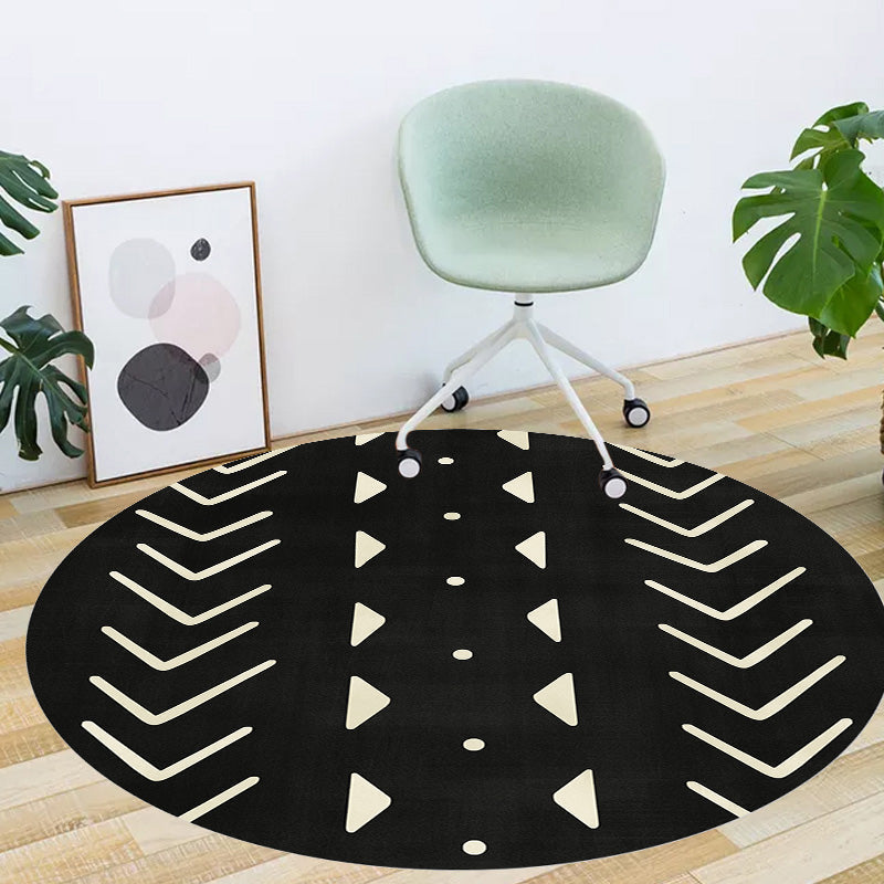 Modernist geometric pattern rug with stripes black and yellow polyester rug non-slip backing washable pet-friendly rug for the bedroom