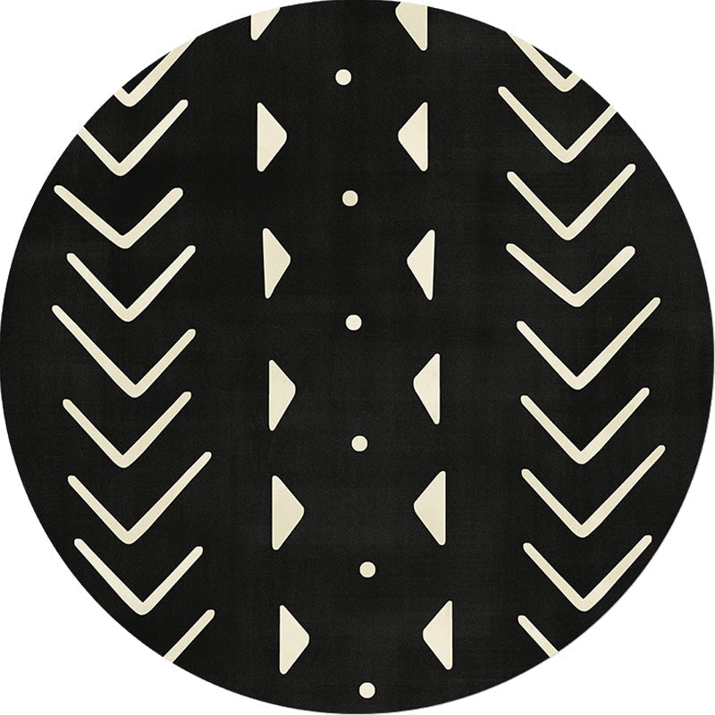 Modernist geometric pattern rug with stripes black and yellow polyester rug non-slip backing washable pet-friendly rug for the bedroom