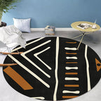 Modernist geometric pattern rug with stripes black and yellow polyester rug non-slip backing washable pet-friendly rug for the bedroom
