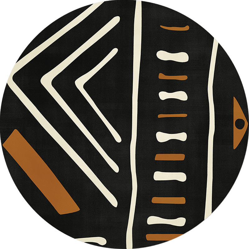 Modernist geometric pattern rug with stripes black and yellow polyester rug non-slip backing washable pet-friendly rug for the bedroom