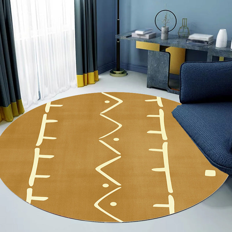 Modernist geometric pattern rug with stripes black and yellow polyester rug non-slip backing washable pet-friendly rug for the bedroom