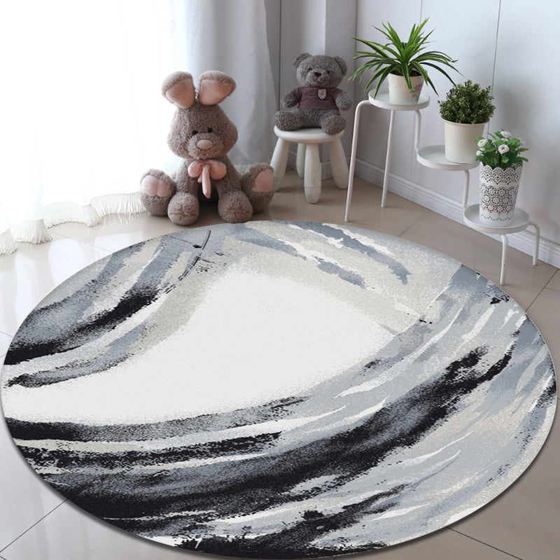 Unique Multicolored Modernist Rug Polyester Abstract Rug Washable Pet Friendly Non-Slip Rug for the Living Room