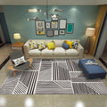 Modernist striped pattern carpet Black and White Polyester carpet Non-slip back Washable Pet-friendly carpet for bedroom