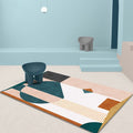Casual Multicolor Modernist Carpet Polyester Color Block Stripe Pattern Carpet Washable Pet Friendly Non-Slip Carpet for Living Room