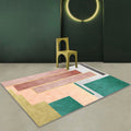 Modern Color Block Area Rug Green and Red Polyester Rug Non-Slip Back Washable Pet Friendly Carpet for Home