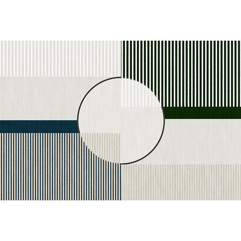Funky Modernism Rug Green and Gray Geometric and Checkered Pattern Rug Pet Friendly Non-Slip Washable Area Rug for Decoration