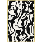 Stylish Nordic Rug Black and White Abstract Rug Pet-Friendly Non-Slip Washable Rug for Decoration
