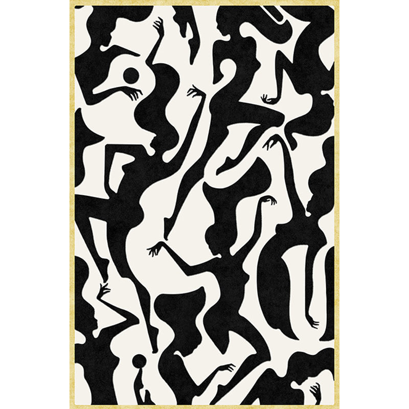Stylish Nordic Rug Black and White Abstract Rug Pet-Friendly Non-Slip Washable Rug for Decoration