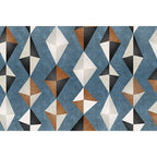 Novelty Geometric Pattern Carpet Blue Polyester Carpet Anti-Slip Back Washable Pet Friendly Area Rug for Home