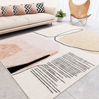 Unique Multicolored Modernist Rug Polyester Abstract Rug Washable Pet Friendly Non-Slip Rug for the Living Room