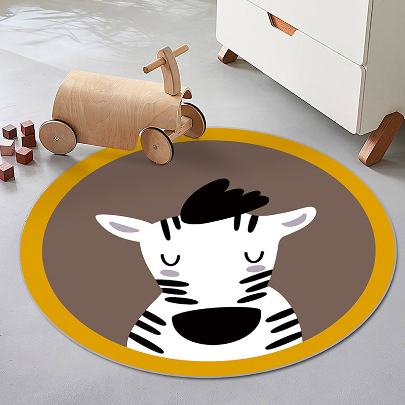 Kids Animal pattern Carpet Multicolor Polyester Carpet Non-Slip Back Washable Pet-Friendly Carpet for Bedroom