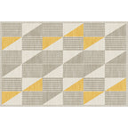 Simple Modernism Rug Yellow Geometric and Striped Pattern Pet-Friendly Non-Slip Washable Rug for Decoration