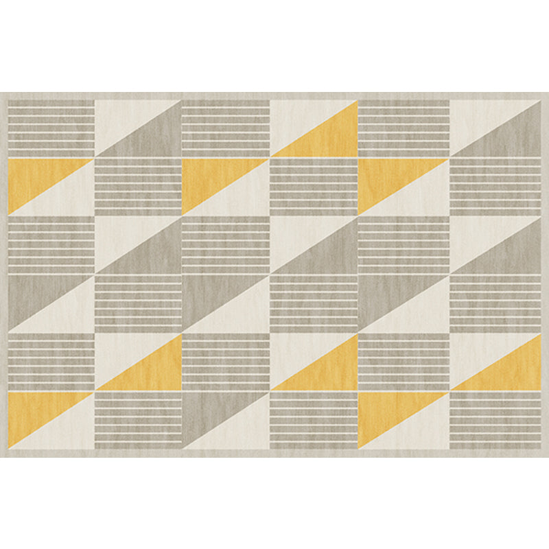 Simple Modernism Rug Yellow Geometric and Striped Pattern Pet-Friendly Non-Slip Washable Rug for Decoration