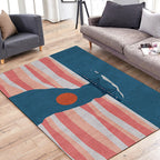 Navy Blue Multi-Pattern Rug Polyester Oriental Rug Washable Non-Slip Pet-Friendly Area Rug for the Living Room