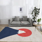 Navy Blue Multi-Pattern Rug Polyester Oriental Rug Washable Non-Slip Pet-Friendly Area Rug for the Living Room