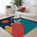 Navy Blue Multi-Pattern Rug Polyester Oriental Rug Washable Non-Slip Pet-Friendly Area Rug for the Living Room