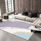 Purple Edged Carpet Polyester Modern Carpet Washable Non-Slip Pet-Friendly Area Rug for the Living Room