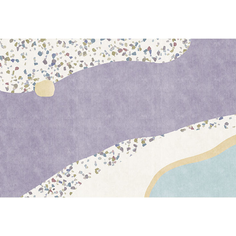 Purple Edged Carpet Polyester Modern Carpet Washable Non-Slip Pet-Friendly Area Rug for the Living Room