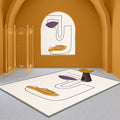 Novelty Abstract Rug Beige Polyester Rug Non-Slip Underlay Washable Pet-Friendly Carpet for Home