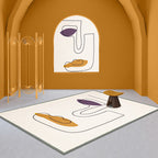 Novelty Abstract Rug Beige Polyester Rug Non-Slip Underlay Washable Pet-Friendly Carpet for Home