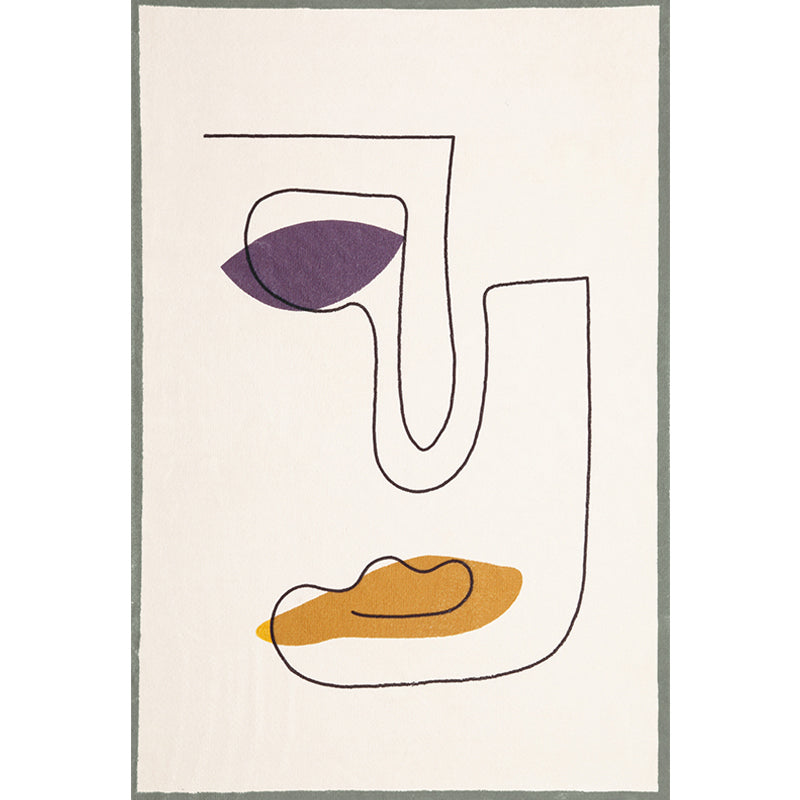 Novelty Abstract Rug Beige Polyester Rug Non-Slip Underlay Washable Pet-Friendly Carpet for Home