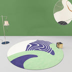 Stylish Green Modernist Carpet Polyester Color Block Carpet Washable Pet-Friendly Non-Slip Carpet for Living Room
