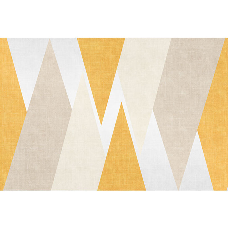 Yellow geometric patterned carpet polyester modern carpet washable non-slip pet-friendly carpet for the living room