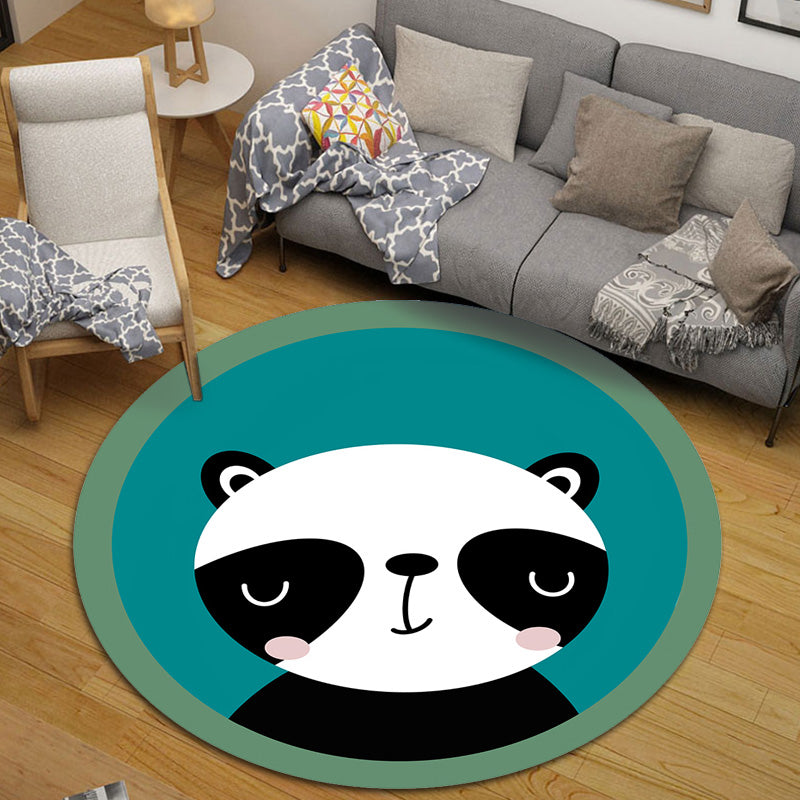Multicolor Animal Pattern Rug Polyester Kids Rug Washable Non-Slip Pet-Friendly Rug for Children's Room