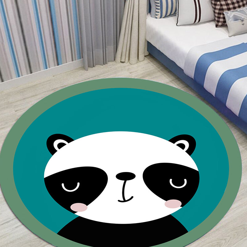 Multicolor Animal Pattern Rug Polyester Kids Rug Washable Non-Slip Pet-Friendly Rug for Children's Room