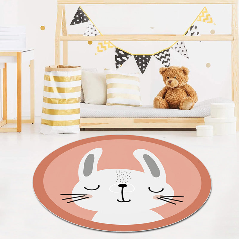 Multicolor Animal Pattern Rug Polyester Kids Rug Washable Non-Slip Pet-Friendly Rug for Children's Room